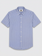 Men's White & Royal Blue Striped Regular Fit Formal Shirt | Full & Half Sleeve