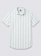 Men's White & Mint Green Striped Regular Fit Formal Shirt | Full & Half Sleeve
