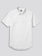 Men’s Pure White Textured Regular Fit Formal Casual Shirt, Full & Half Sleeve