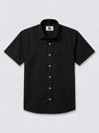 Men’s Jet Black Solid Regular Fit Formal Casual Shirt, Full & Half Sleeve