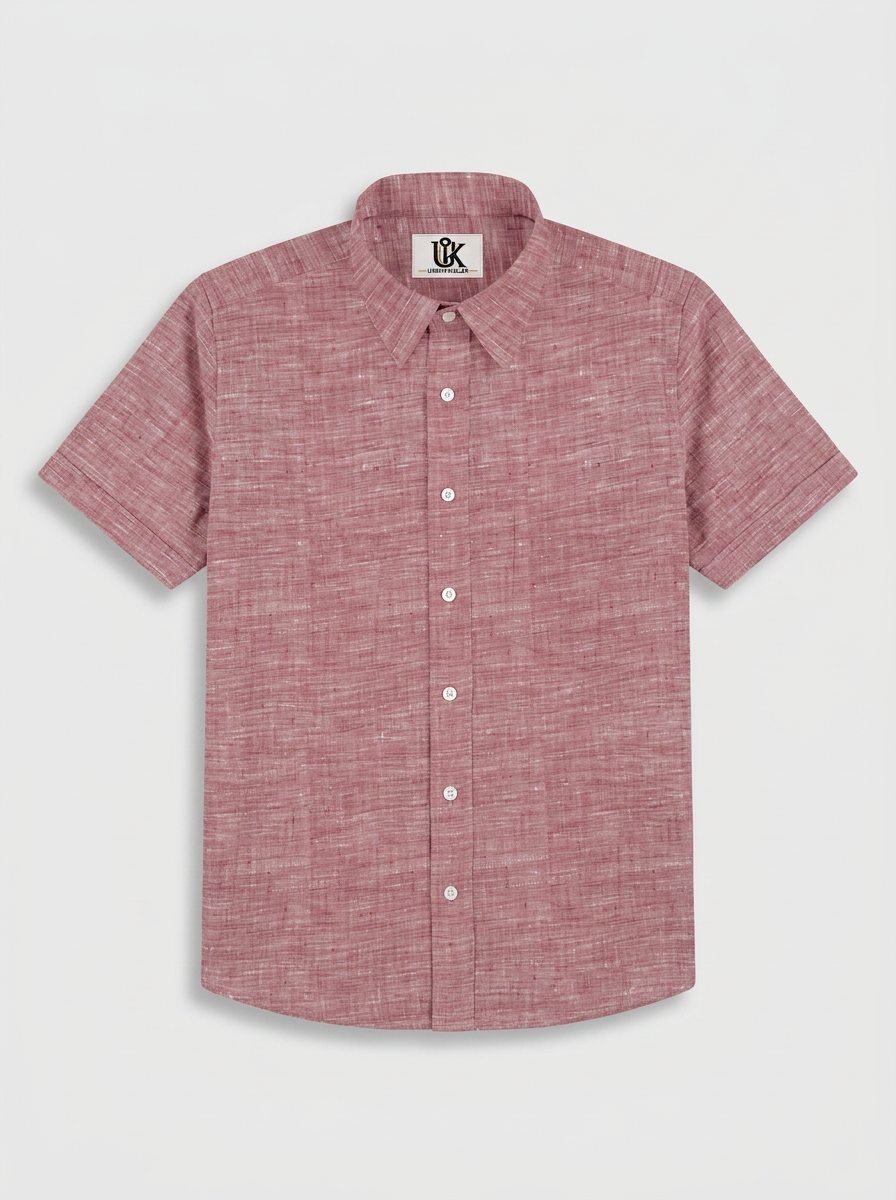 Men’s Dusty Rose Pink Slub Textured Regular Fit Formal Casual Shirt