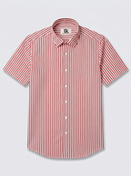 Men's White & Rose Pink Striped Regular Fit Formal Shirt | Full & Half Sleeve