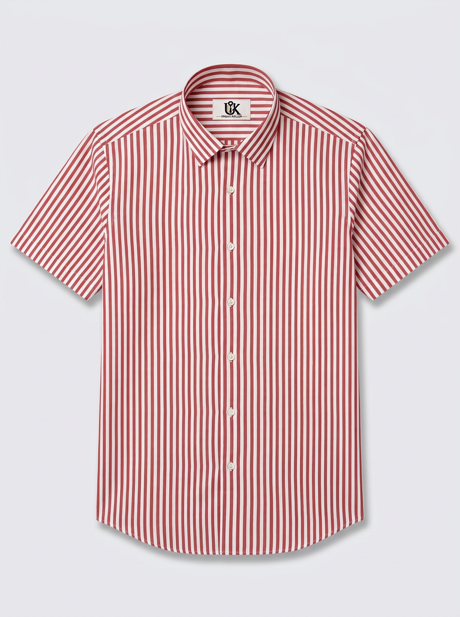 Men's White & Rose Pink Striped Regular Fit Formal Shirt | Full & Half Sleeve