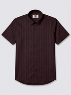 Men's Coffee Brown Pinstripe Formal Shirt Regular Fit | Full & Half Sleeve
