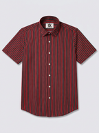 Men's Black, Red & White Pinstriped Regular Fit Formal Shirt | Full & Half Sleeve