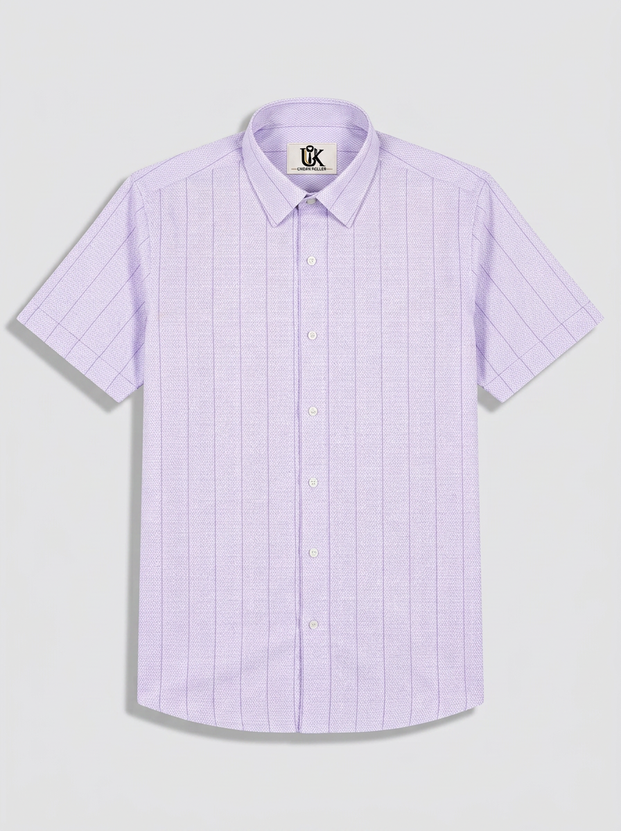 Men's Lavender Textured Formal Shirt Regular Fit | Full & Half Sleeve