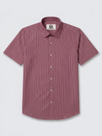 Men's Dusty Rose Pink & White Striped Regular Fit Formal Shirt | Full & Half Sleeve