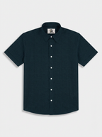 Men’s Deep Teal Blue Textured Regular Fit Formal Casual Shirt, Full & Half Sleeve