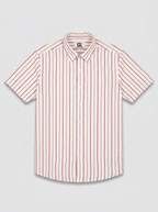 Men's White Red & Mustard Striped Regular Fit Formal Shirt | Full & Half Sleeve