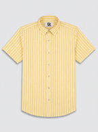 Men’s Butter Yellow & White Pinstripe Regular Fit Formal Shirt | Full & Half Sleeve