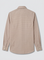 Men’s Light Taupe Beige Micro Check Regular Fit Formal Casual Shirt, Full & Half Sleeve