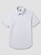 Men's White & Royal Blue Pinstripe Regular Fit Formal Shirt | Full & Half Sleeve