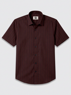 Men's Coffee Brown Pinstripe Formal Shirt Regular Fit | Full & Half Sleeve