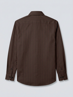 Men's Dark Chocolate Brown Pinstriped Regular Fit Formal Shirt | Full & Half Sleeve