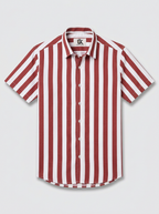 Men's White & Rust Red Striped Regular Fit Formal Shirt | Full & Half Sleeve