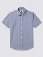 Men's White & Navy Blue Pinstripe Regular Fit Formal Shirt | Full & Half Sleeve