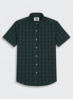 Men's Charcoal Grey & Emerald Green Checked Regular Fit Formal Shirt | Full & Half Sleeve