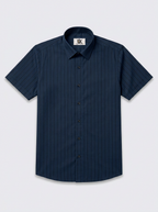 Men's Navy Blue Pinstripe Shirt Regular Fit Premium Formal Business Casual Wear