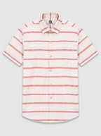 Men's Off White & Coral Red Windowpane Checked Regular Fit Formal Shirt | Full & Half Sleeve
