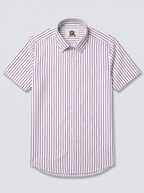 Men's White & Royal Purple Striped Regular Fit Formal Shirt | Full & Half Sleeve
