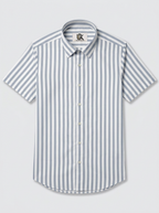 Men's White & Light Grey Striped Regular Fit Formal Shirt | Full & Half Sleeve