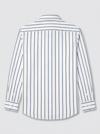 Men's White Navy Blue Stripe Shirt Regular Fit Premium Formal Casual Wear