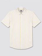 Men's White Yellow Pinstripe Regular Fit Formal Shirt | Full & Half Sleeve