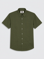 Men’s Olive Green Solid Textured Shirt, Regular Fit Formal Casual Full Sleeve