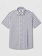 Men's Blue & White Vertical Striped Regular Fit Formal Shirt | Full & Half Sleeve