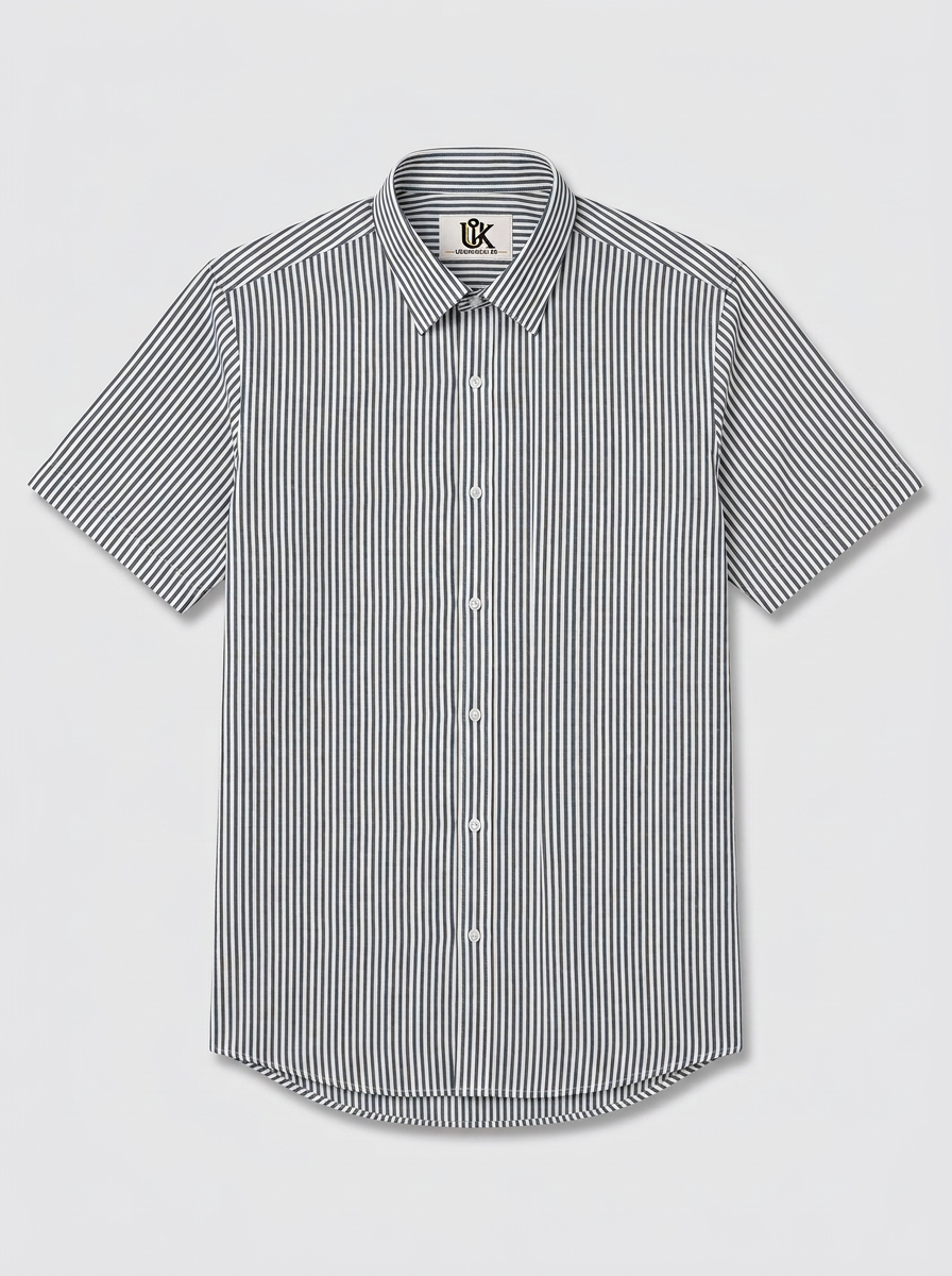 Men's White Black Stripe Regular Fit Formal Shirt | Full & Half Sleeve