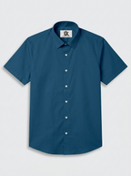 Men’s Deep Ocean Blue Solid Regular Fit Formal Casual Shirt, Full & Half Sleeve