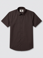 Men’s Dark Chocolate Brown Textured Regular Fit Formal Casual Shirt, Full & Half Sleeve