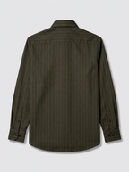 Men's Dark Olive Green Pinstripe Shirt Regular Fit Premium Formal Business Casual Wear