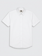 Men’s Bright White Solid Regular Fit Formal Casual Shirt, Full & Half Sleeve