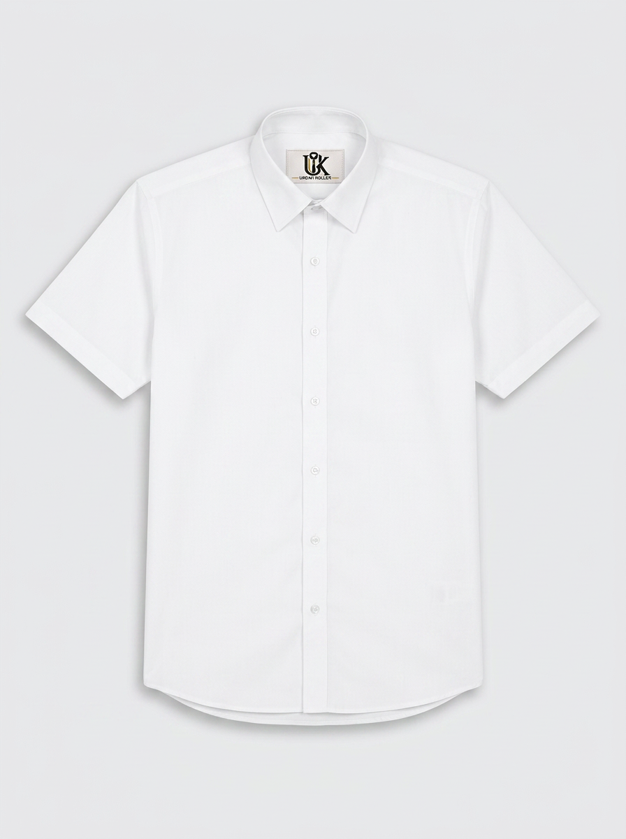 Men’s Bright White Solid Regular Fit Formal Casual Shirt, Full & Half Sleeve
