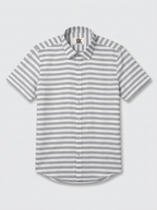 Men's White & Grey Horizontal Striped Regular Fit Formal Shirt | Full & Half Sleeve
