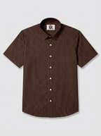 Men's Dark Brown Pinstripe Formal Shirt Regular Fit | Full & Half Sleeve