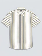 Men's White Gold & Black Stripe Regular Fit Formal Shirt | Full & Half Sleeve