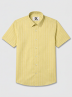 Men's Pastel Yellow White Pinstripe Shirt Regular Fit Premium Formal Casual Wear
