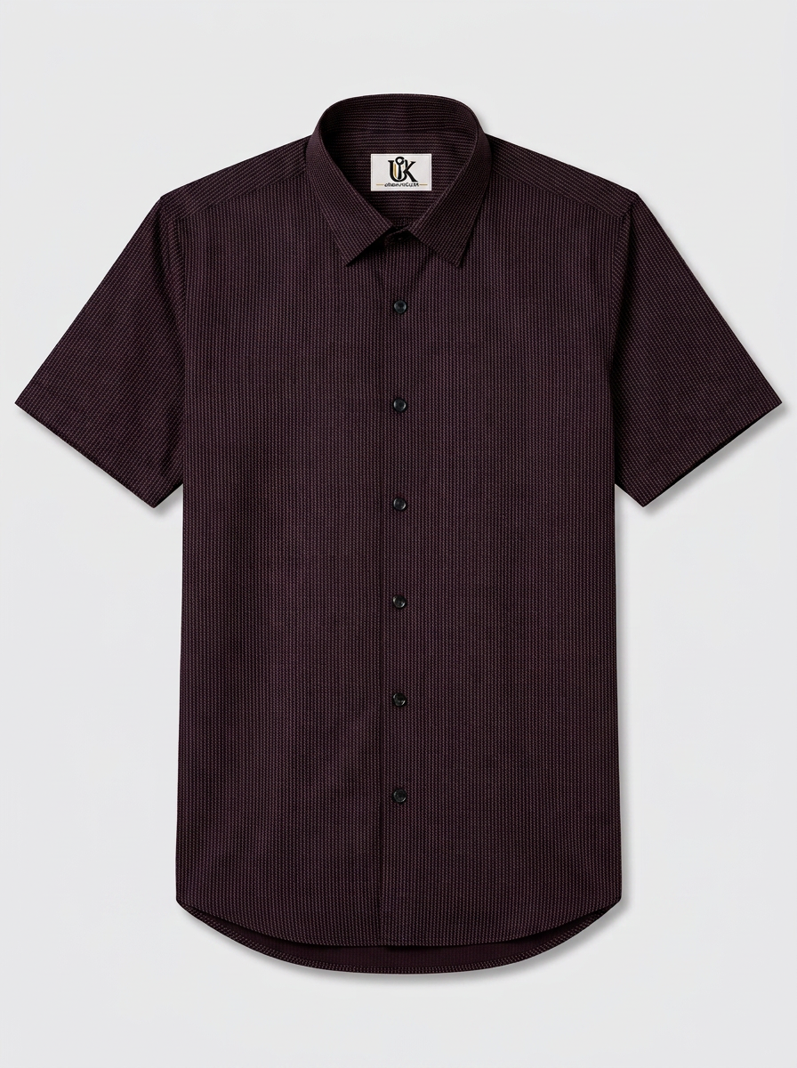 Men's Wine Micro Pinstripe Formal Shirt Regular Fit | Full & Half Sleeve