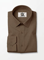 Men’s Walnut Brown Textured Regular Fit Formal Casual Shirt, Full & Half Sleeve