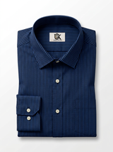Men's Navy Blue Pinstripe Formal Shirt Regular Fit | Full & Half Sleeve