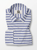 Men's Blue & White Horizontal Stripe Regular Fit Casual Shirt | Full & Half Sleeve