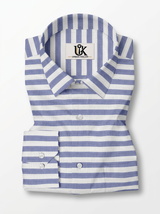 Men's Blue & White Horizontal Stripe Regular Fit Casual Shirt | Full & Half Sleeve