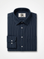 Men's Navy Blue Pinstripe Regular Fit Formal Shirt | Full & Half Sleeve