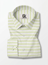 Men's Pastel Green Stripe Formal Shirt Regular Fit | Full & Half Sleeve