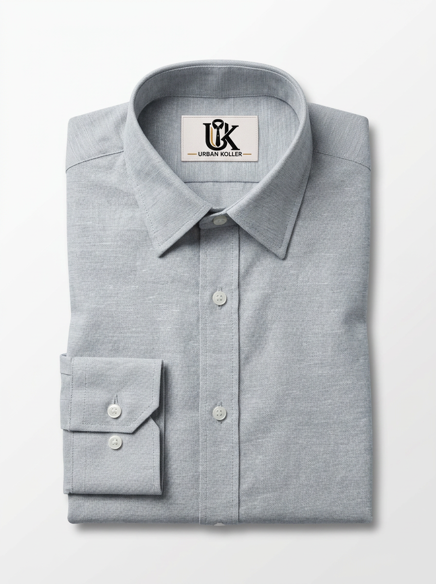 Men’s Light Steel Grey Textured Shirt, Regular Fit Formal Casual Full & Half Sleeve Secondary image