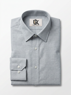 Men’s Light Steel Grey Textured Shirt, Regular Fit Formal Casual Full & Half Sleeve