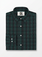 Men's Charcoal Grey & Emerald Green Checked Regular Fit Formal Shirt | Full & Half Sleeve