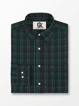 Men's Charcoal Grey & Emerald Green Checked Regular Fit Formal Shirt | Full & Half Sleeve